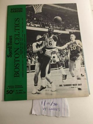 Celtics Vs Lakers 1/7/1970 Chamberlain Vintage Program Rare (loose Card)
