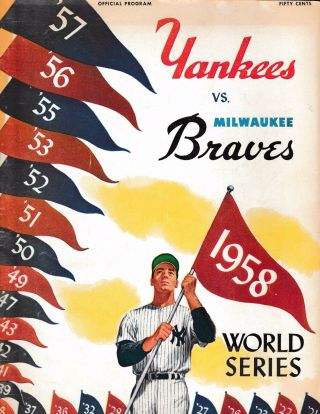 1958 World Series Program York Yankees Host Milwaukee Braves