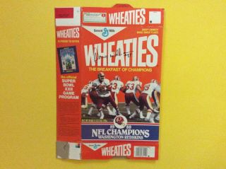 Wheaties 1988 Nfl Champions Washington Redskins Doug Williams Signed