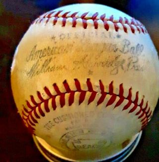Baseball Official American League Ball William Harridge Reach 1942 - 45 Stars Hof