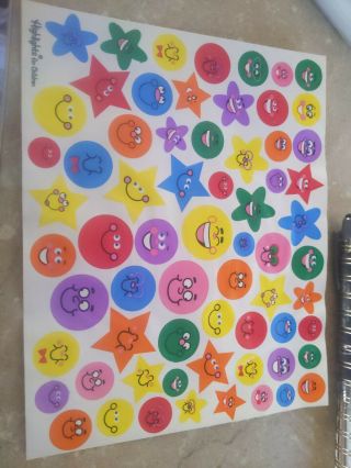 Sheet Vintage Highlights For Children Stickers Colorful Smiley Faces