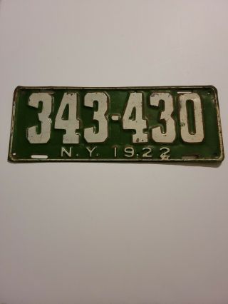 Ny 1922 Vintage License Plate 343 - 430