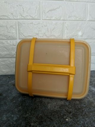 Vintage Yellow Tupperware Pack N Carry Lunch Box with Handles Lid 1254 Lunchbox 2