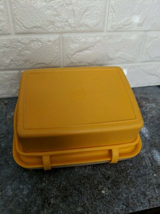 Vintage Yellow Tupperware Pack N Carry Lunch Box with Handles Lid 1254 Lunchbox 3