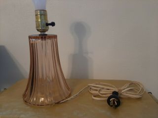 Vtg Antique Pink Depression Glass Boudoir Vanity Lamps Pair 2