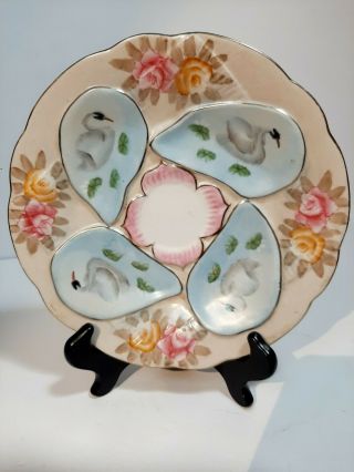 France Limoges Antique Porcelain 4 Well Oyster Plate Circa 1880