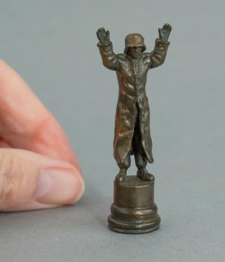 Vintage Ww1 German Soldier Prisoner Of War Sculpture Wax Seal Pipe Tamper Bronze