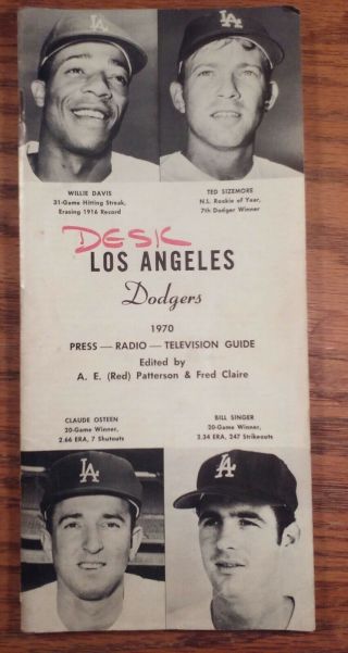 Vintage 1970 Los Angeles Dodgers Media Press Guide Mlb Baseball With Stats