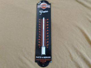 Porcelain Harley Davidson Parts/service Wall Thermometer Garage Shop Temp Gauge