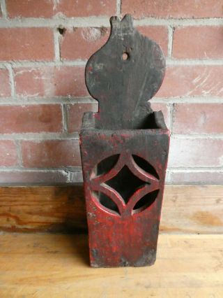 Primitive Hanging Pipe Box In Old Red Paint 18th Century Continental Or American