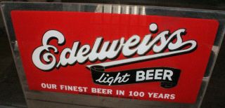 Vintage Schoenhofen EDELWEISS Light Beer Sign GLASS ON CARDBOARD 15 