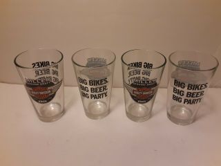 Harley Davidson 95th Anniversary Pint Beer Glass Miller Draft (set Of 4)