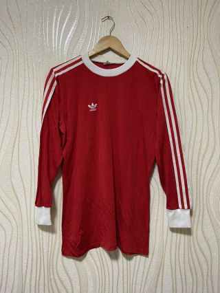 Adidas 80s Football Shirt Soccer Jersey Vintage Long Sleeve Sz M Red
