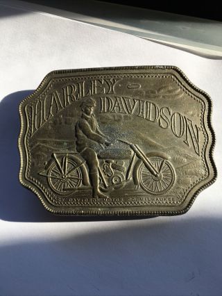 Vintage American Harley Davidson Motorcycle Brass Belt Buckle
