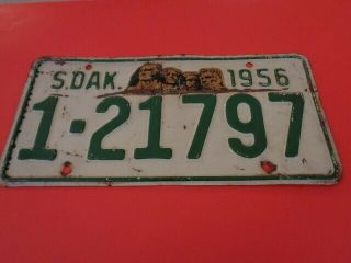 1956 South Dakota S.  Dak Passenger License Plate 1 - 21797