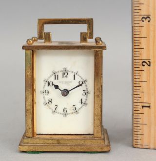 Antique Miniature Haven Gilt Bronze Carriage Clock & Leather Case,  NR 2