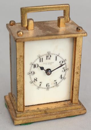 Antique Miniature Haven Gilt Bronze Carriage Clock & Leather Case,  NR 3