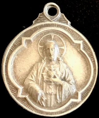 Vintage Catholic Sacred Heart Of Jesus,  Virgin Of Carmel Medal France