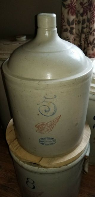 Red Wing Stoneware 5 Gallon Shoulder Jug Wing And Oval
