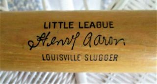 Vintage Henry " Hank " Aaron Louisville Slugger,  Little League Wooden Bat 125ll