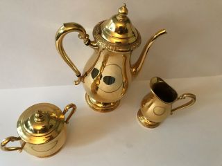 Camille Is 6001 International Silver 3 Piece Tea Set Electroplated 23kt