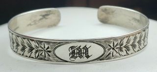 Antique Gaylord Silvercraft Signed Hand Wrought Sterling Silver Cuff Bracelet