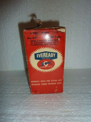 Vintage Large Eveready Photographic Flash Battery No.  497 510 Volts S - 35