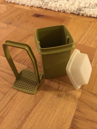 Vintage 70s Tupperware Pick - A - Deli Pickle Olive Keepers Avocado Green 1330 Usa