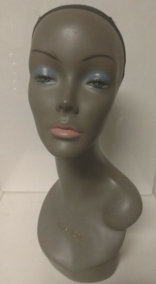 Vtg Mannequin Head Bust Store Counter Display Wig Black Americana Hand Painted