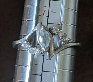 Vintage Rj 925 Sterling Silver Aquamarine Cz Cubic Zirconia Ring Size 8