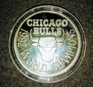 Chicago Bulls 1992 Nba Championship 1 Oz.  999 Fine Silver Coin Numbered 1593