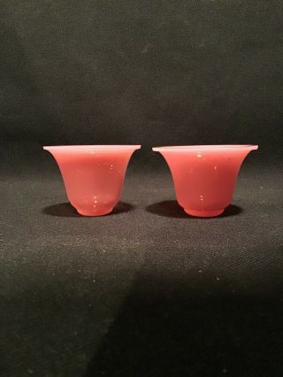 Pair Antique Chinese Pink Peking Glass Dishes 1 3/4” High