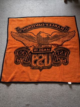 Biederlack Harley Davidson Eagle Throw Fleece Blanket 48” X 51” Made In The Usa