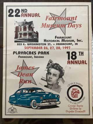 1997 James Dean Run 18th Annual Car Show Poster Fair Mount Indiana