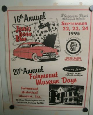 1995 James Dean 16th Annual Car Show Poster Fairmount In Light Damage - Jr92
