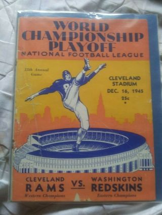 1945 Nfl Championship Game Program.  Cleveland Rams