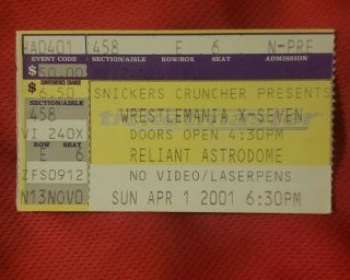 Wwf Wrestlemania X - Seven 17 Ticket Stub Wwe Astrodome Houston Rock Austin 2001