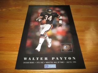 Rare Ford Walter Payton No 34 Chicago Bears 1993 Inducted Hall Of Fame Poster