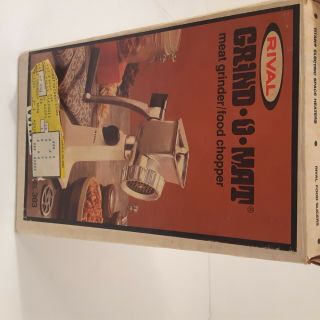 Vintage Rival Grind O Mat Meat Grinder Food Chopper Model 303 Complete W Box