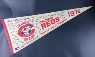 Vintage 1976 Cincinnati Reds World Series Champions Pennant Printed Autographs
