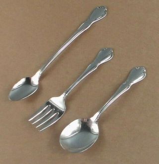 Vintage Oneidacraft Deluxe Stainless Baby Or Childs Spoon And Fork Set Of 3