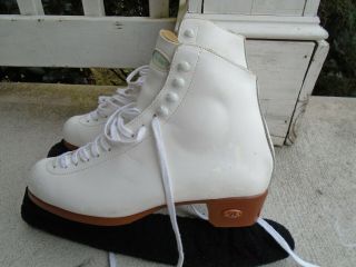 Vintage Riedell White Skating Shoes Ice Skates Lace Up Sz 8