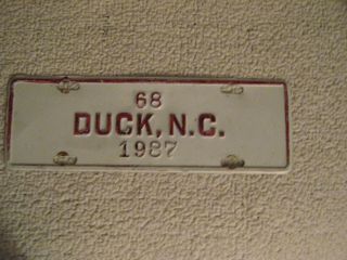 North Carolina City License Plate Duck Nc 1987 68