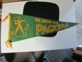 1960s Vintage Green Bay Packers Wisconsin Nfl Football Pennant 11.  5x29.  5