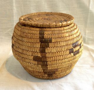 Vintage/antique Papago/tohono O’odham Native Lidded Basket
