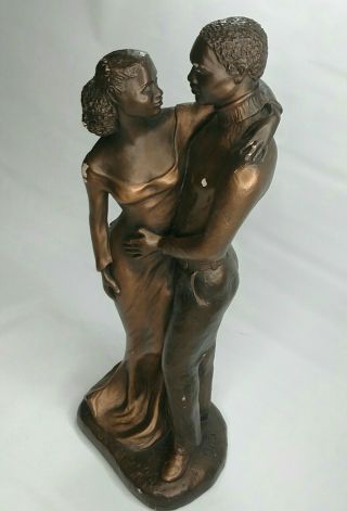 Vintage Austin Sculpture African American My Love Bronze Painted Signed Ecila