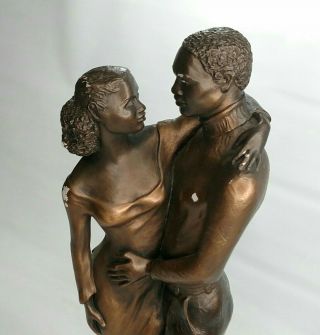 Vintage Austin Sculpture African American My Love Bronze Painted Signed Ecila 2
