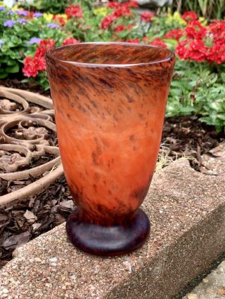 Antique Muller Fres Luneville France Art Deco Glass Vase 7” Signed  1920