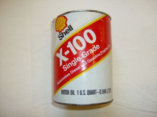 Vintage Motor Oil Can Shell X - 100 1 Quart (paper) Clamshell Clam Shell Logo