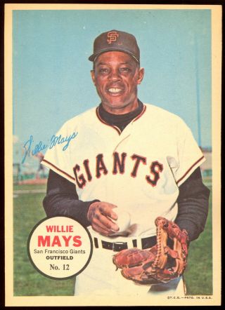 1967 Topps Baseball Pin Ups Mini Poster 15 Willie Mays Exnm San Francisco Giants